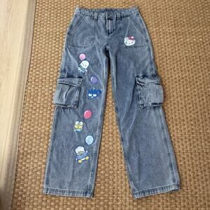 Hello Kitty By Sanrio Balloon Denim Cargo Pants Size 3 *Missing Belt*